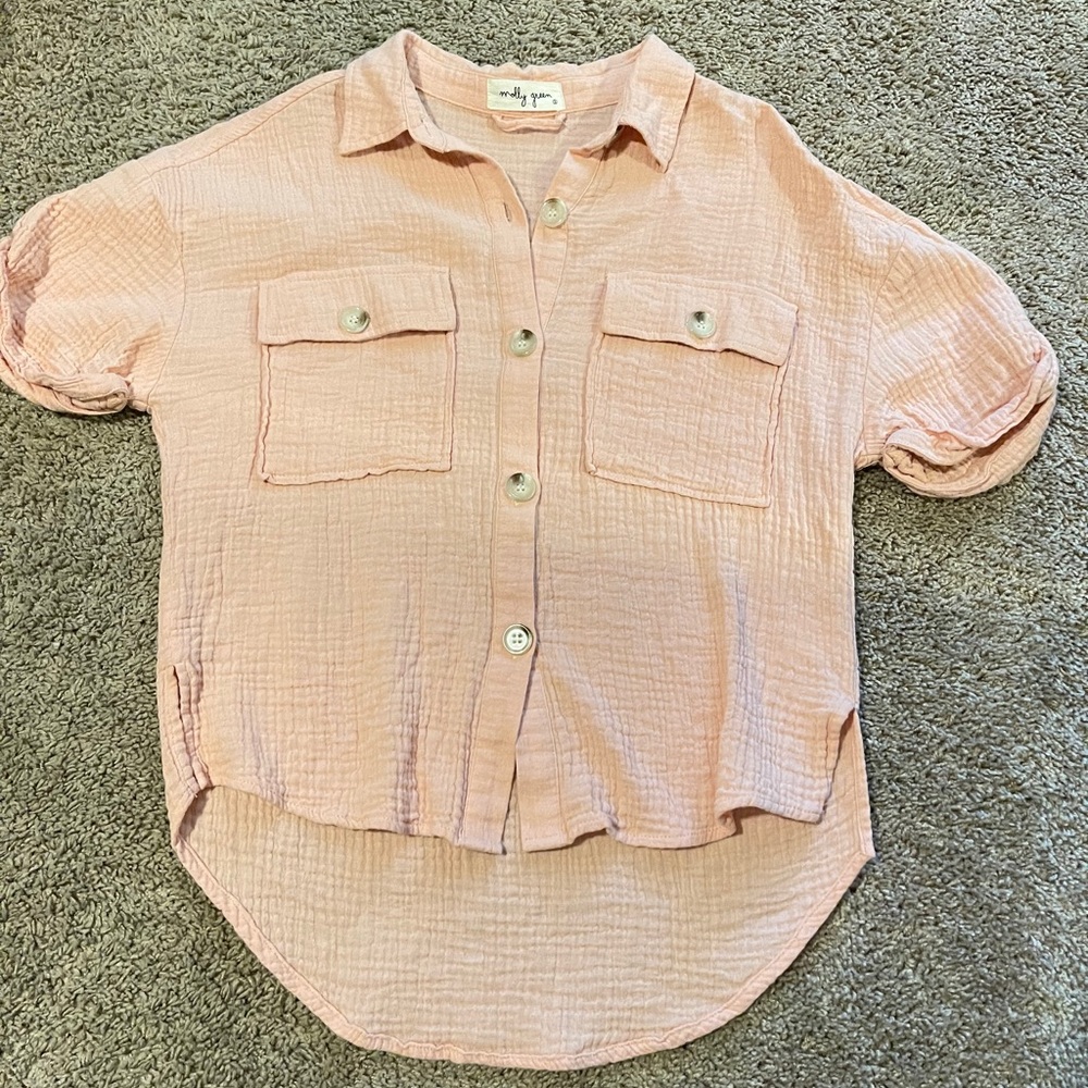 Molly green pink button up shirt